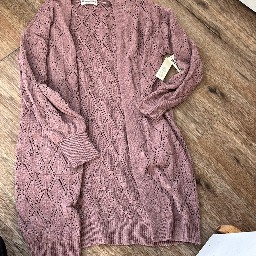 Duster, pink cardigan, new with tags on!